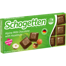 Шоколад "Schogetten" alpine milk, hazelnuts 100г