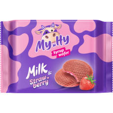 Вафли сиропные "Му и Ну" молочные со вкусом клубники 120г